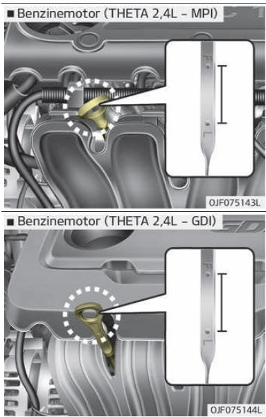 Motoroliepeil controleren