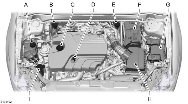 Overzicht motorruimte - 2.0L diesel