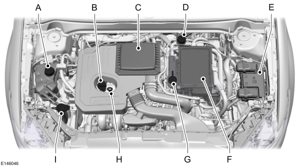 Overzicht motorruimte - 2.0L Hybrid